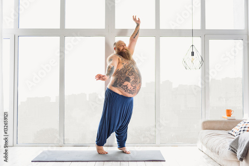 Man exercising at home