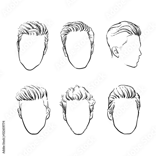 Hipster fashion man hair vector illustration, Hand drawn vector clip art
