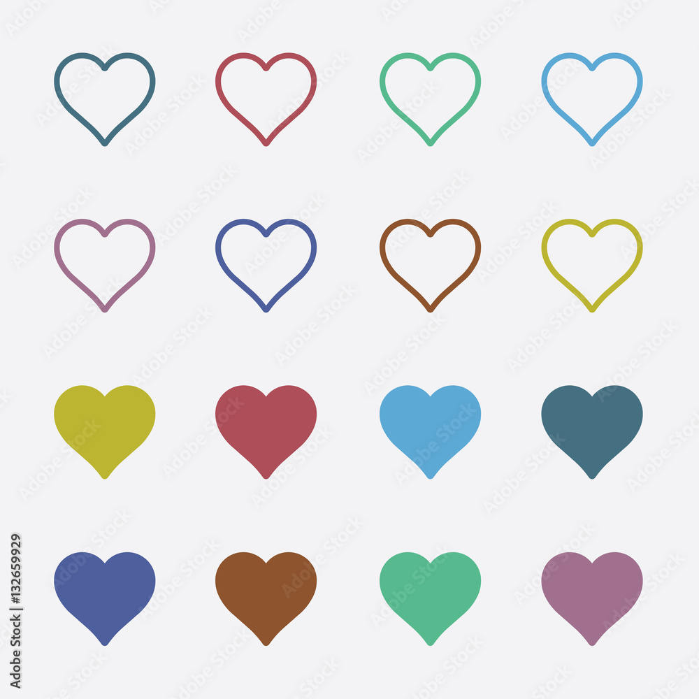 Heart shape color line icon
