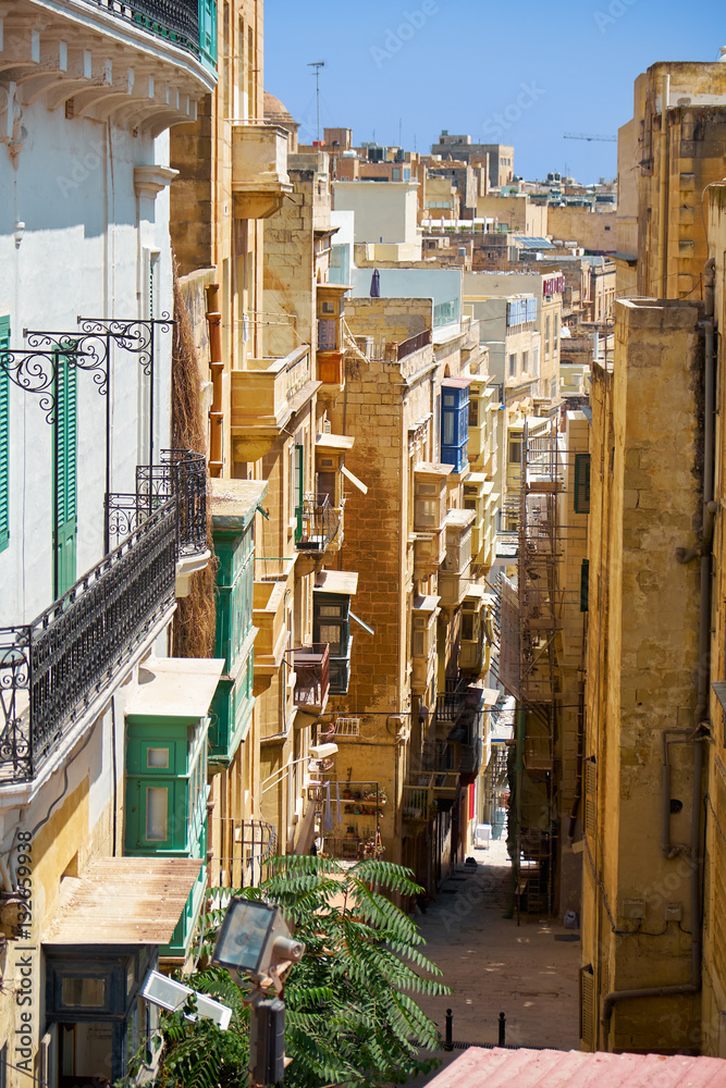 One of the narrow streets of Valletta, Malta