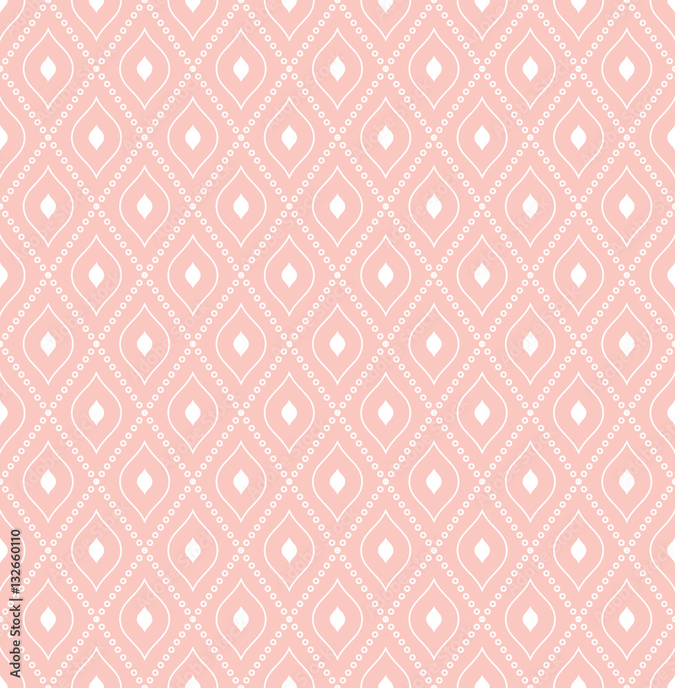 Geometric dotted vector pink and white pattern. Seamless abstract modern texture for wallpapers and backgrounds