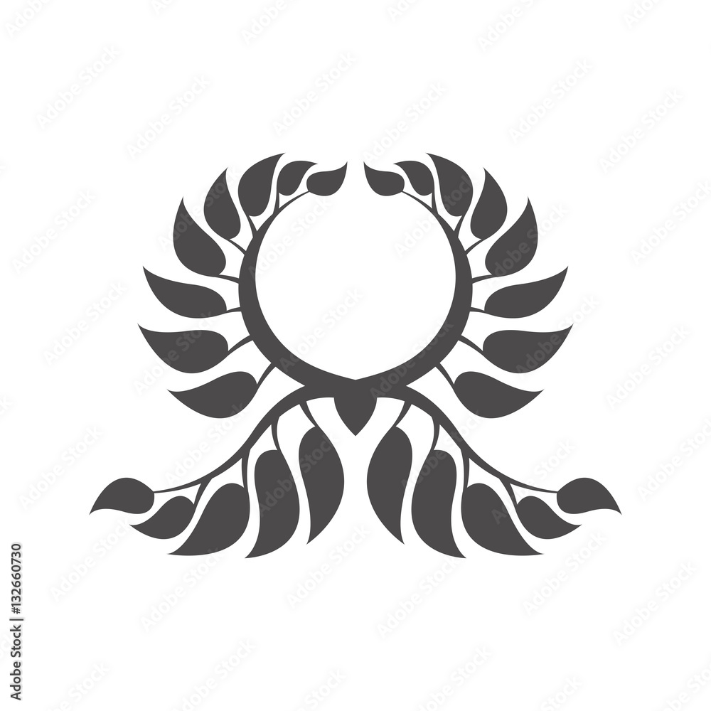 Fototapeta premium Abstract foliate element. Deciduous ornament. Laurel wreath. 