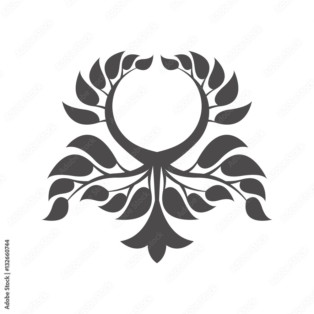 Fototapeta premium Abstract foliate element. Deciduous ornament. Laurel wreath. 