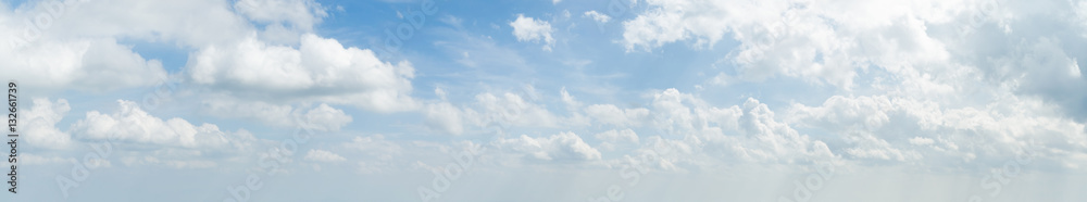 Panorama of white cloud and blue sky in morning