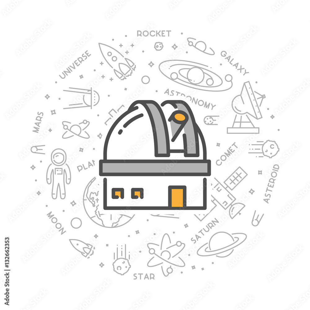 Obraz premium Vector line design web concept for astronomy