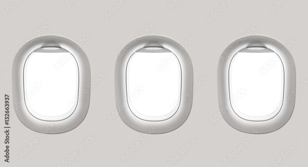Obraz premium Blank white airplane windows
