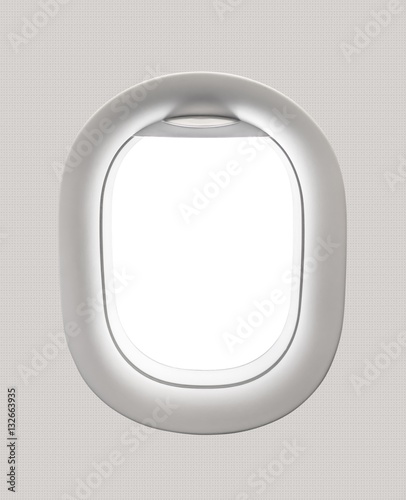 Blank white airplane window
