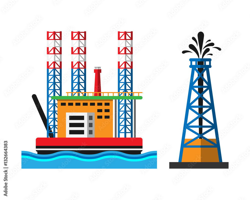 Obraz premium Oil extraction platform vector illustration