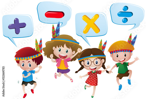 Kids and different math signs