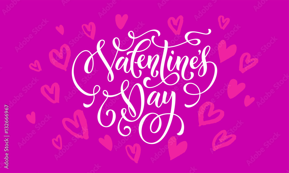 Valentines day heart pattern greeting card calligraphy