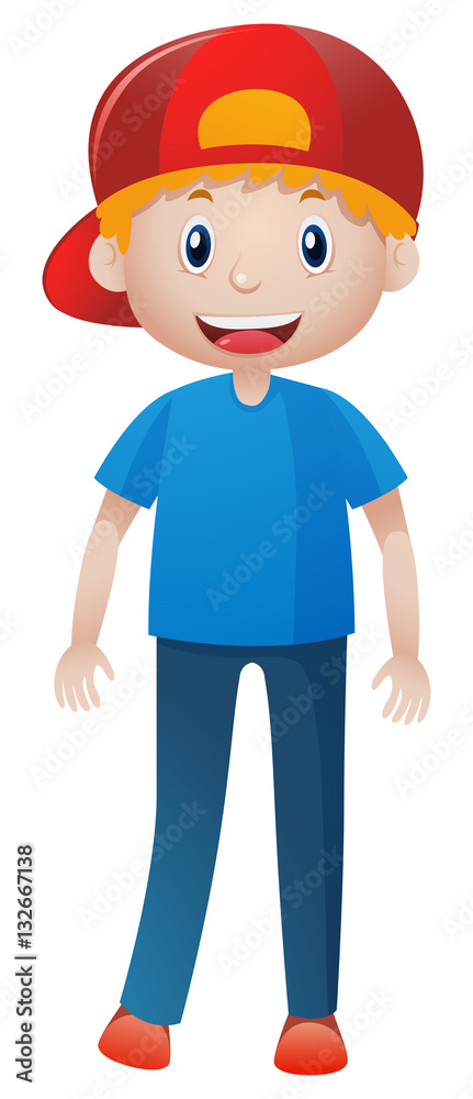 Happy man wearing red cap Happy man wearing red cap