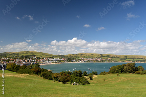 Swanage Bay seen from above Peveril Point on Dorset coast