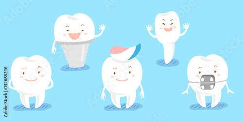 cute cartoon tooth feel happily