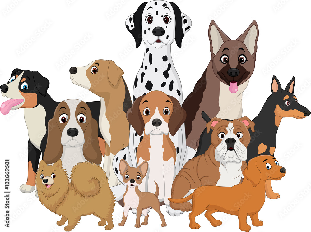 Set of funny dogs cartoon