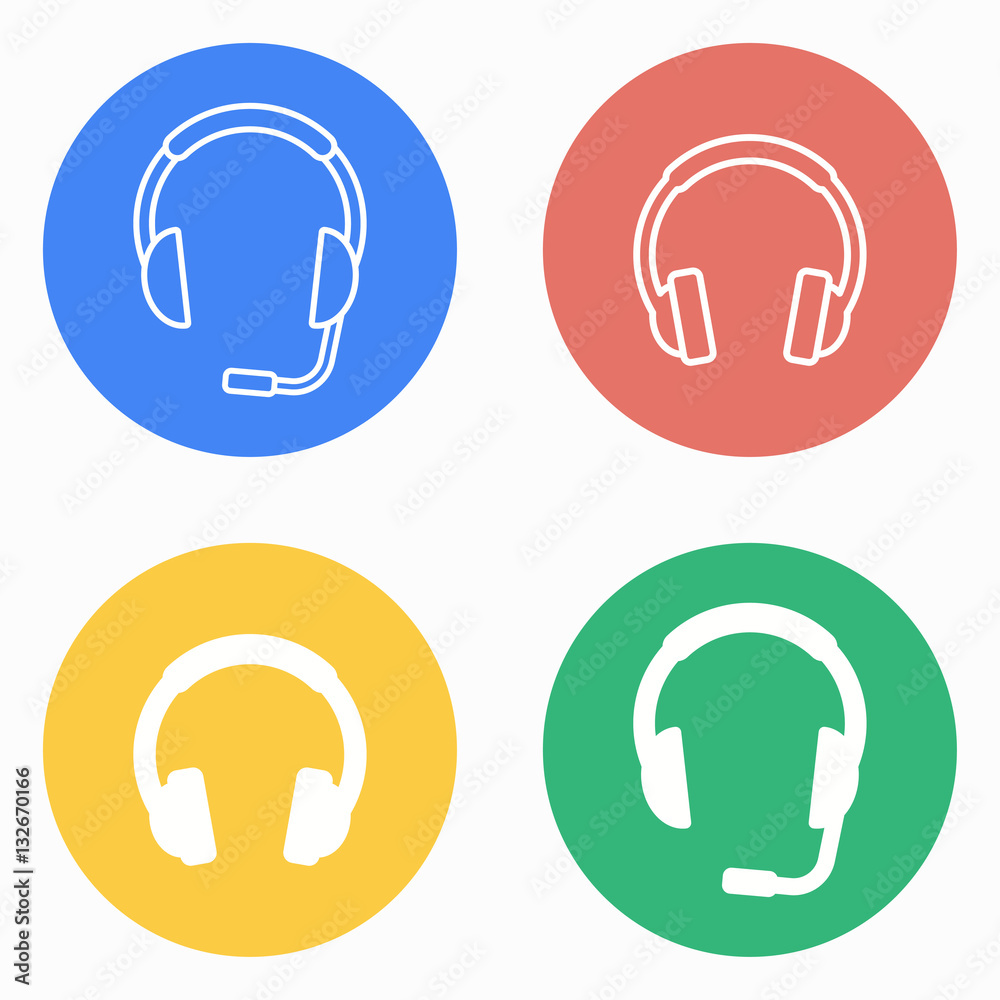 Headphone icon set. Headphone icon set.