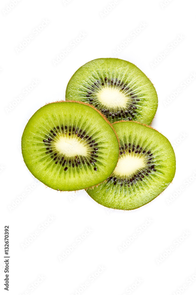 Ripe kiwi slices isolated on a white background Ripe kiwi slices isolated on a white background