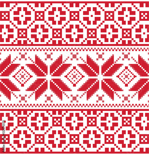 Red Scandinavian knitted pattern