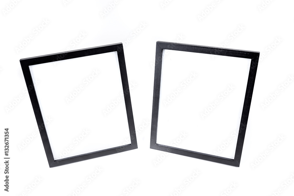 Two black picture frames isolated on a white background Two black picture frames isolated on a white background