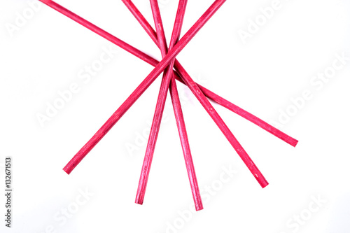 Red sticks isolated on a white background