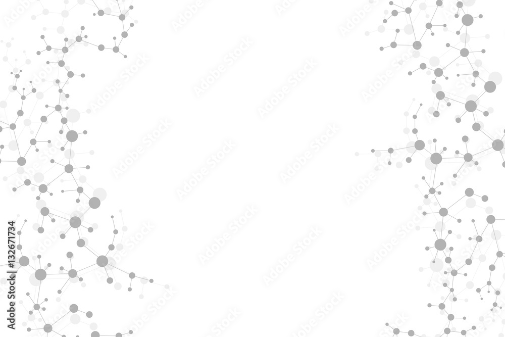 Structure molecule and communication. Dna, atom, neurons. Scientific concept for your design. Connected lines with dots. Medical, technology, chemistry, science background. Vector illustration. Structure molecule and communication. Dna, atom, neurons. Scientific concept for your design. Connected lines with dots. Medical, technology, chemistry, science background. Vector illustration.