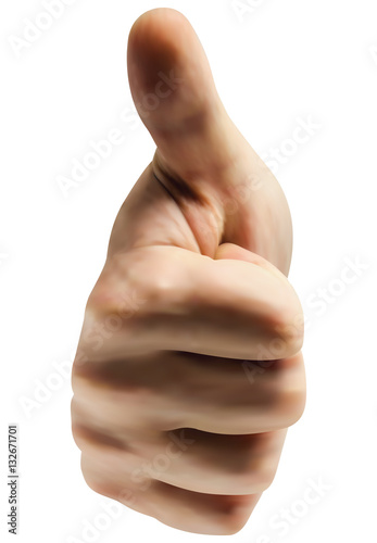 Thumb up human hand illustration with gradient mash technique.