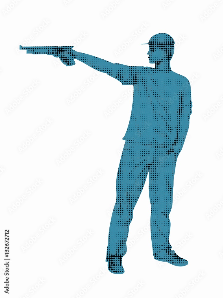 Silhouette of a pistol shooter. vector drawing Silhouette of a pistol shooter. vector drawing