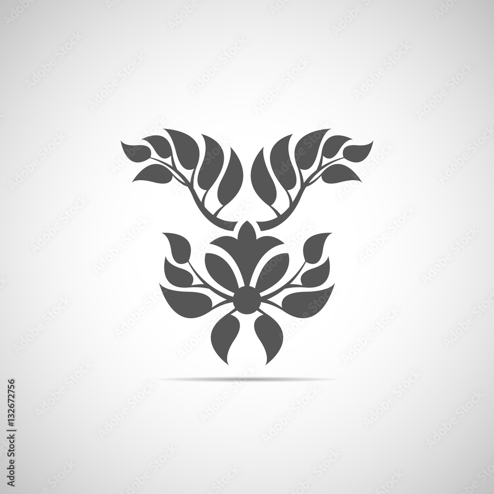 Obraz premium Abstract foliate element with shadow. Emblem.