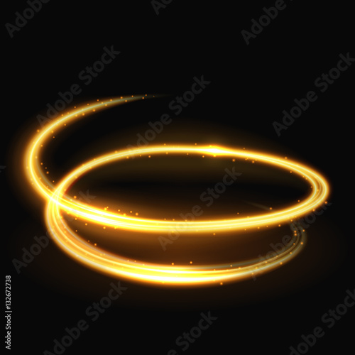 Magic light spiral glitz and glamour vector effect on black background