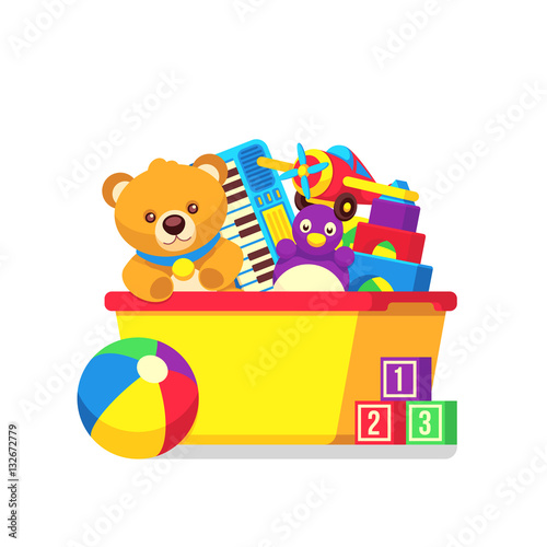 Kids toys in box vector clipart