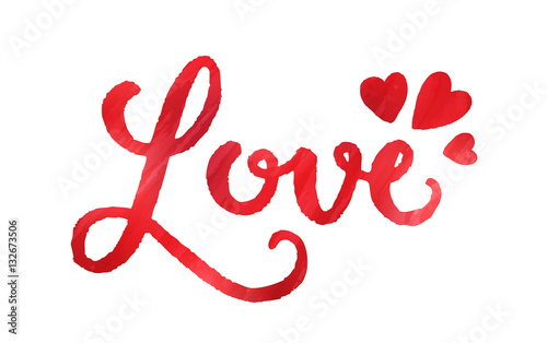 Watercolour “LOVE” with hearts