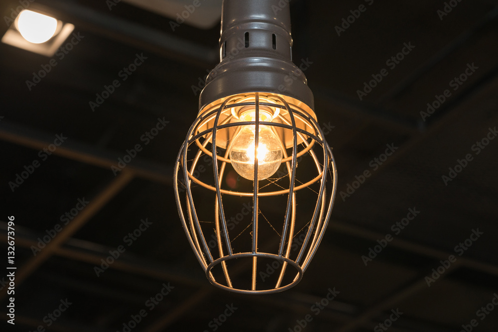 Edison's light bulb and lamp in modern style.
