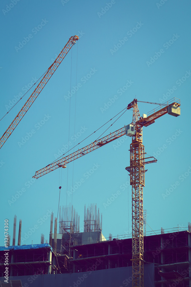 machinery crane working in construction site building industry machinery crane working in construction site building industry