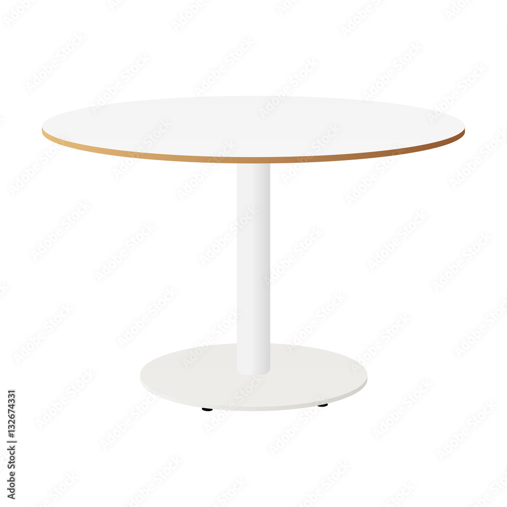 White round table isolated. White table. Vector illustration White round table isolated. White table. Vector illustration