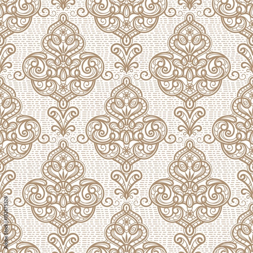 Damask seamless pattern, imitation of tapestry fabric texture