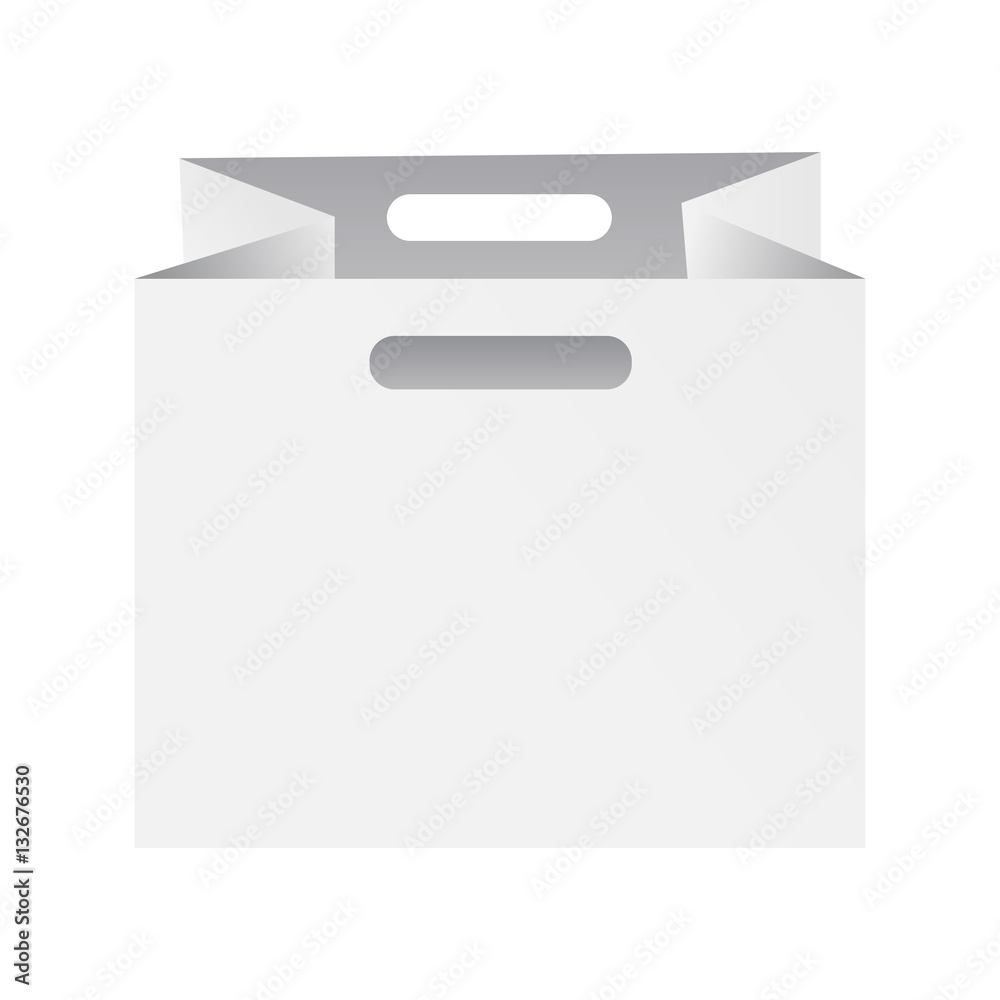 White shopping bag with handles. Shopping bag isolated on white background. Vector illustration. White shopping bag with handles. Shopping bag isolated on white background. Vector illustration.