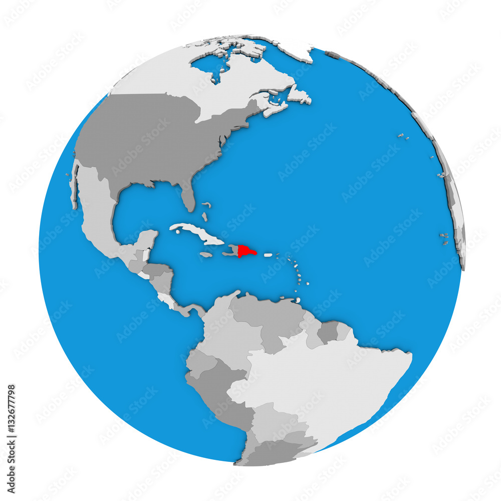 Dominican Republic on globe