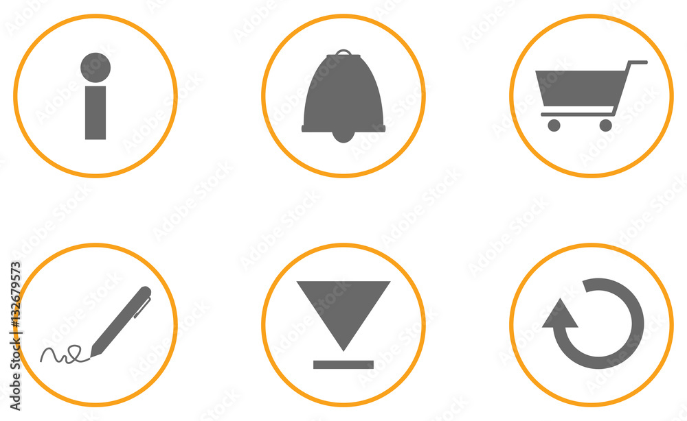 Sammlung von 6 Website Icons orange grau