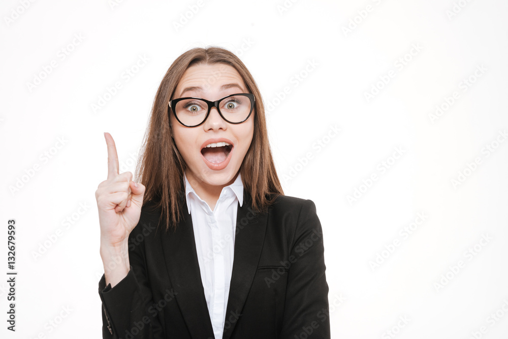 Close up portrait of a excited businesswoman looking at camera Close up portrait of a excited businesswoman looking at camera