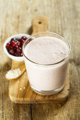 Yogurt smoothie with fresh red berries