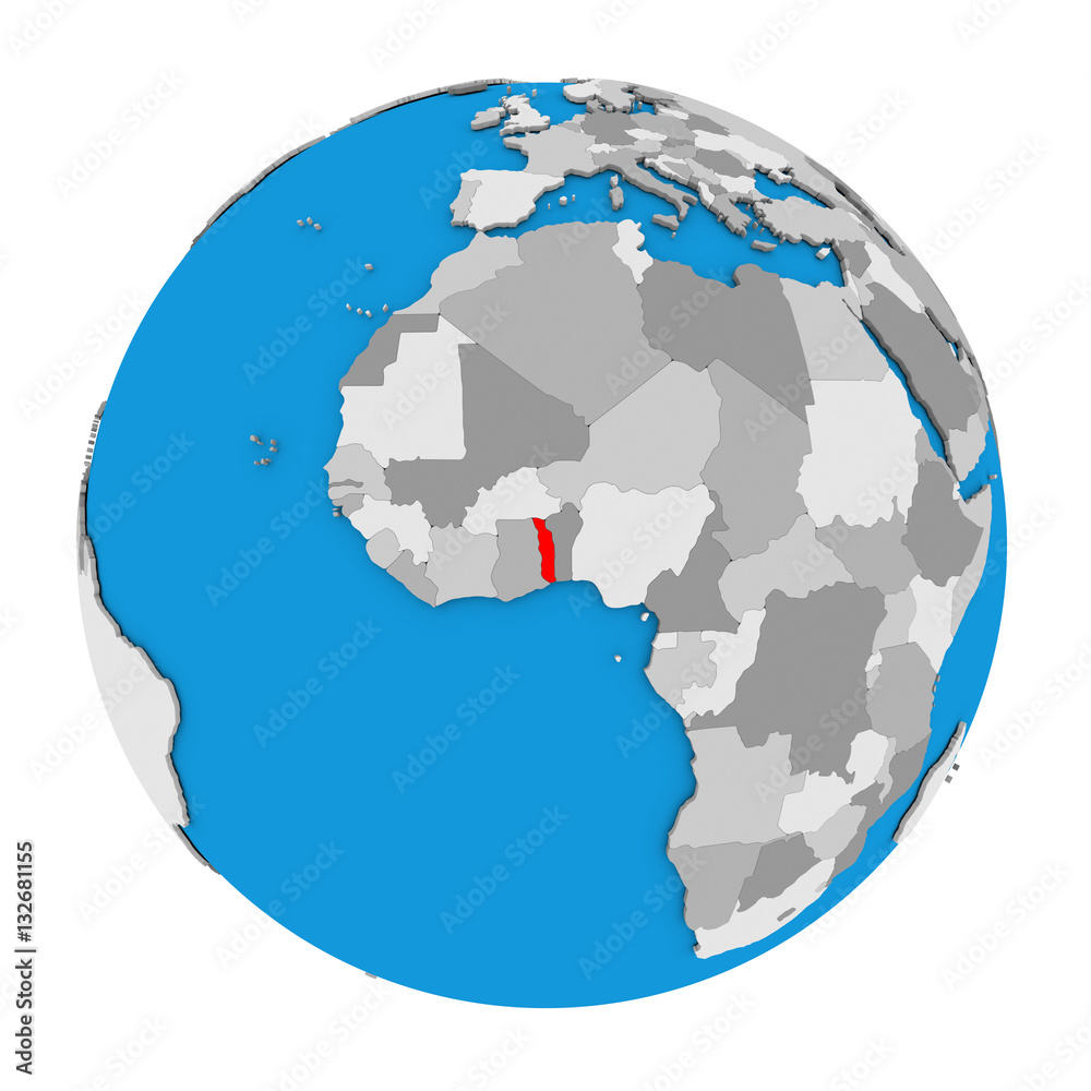 Togo on globe