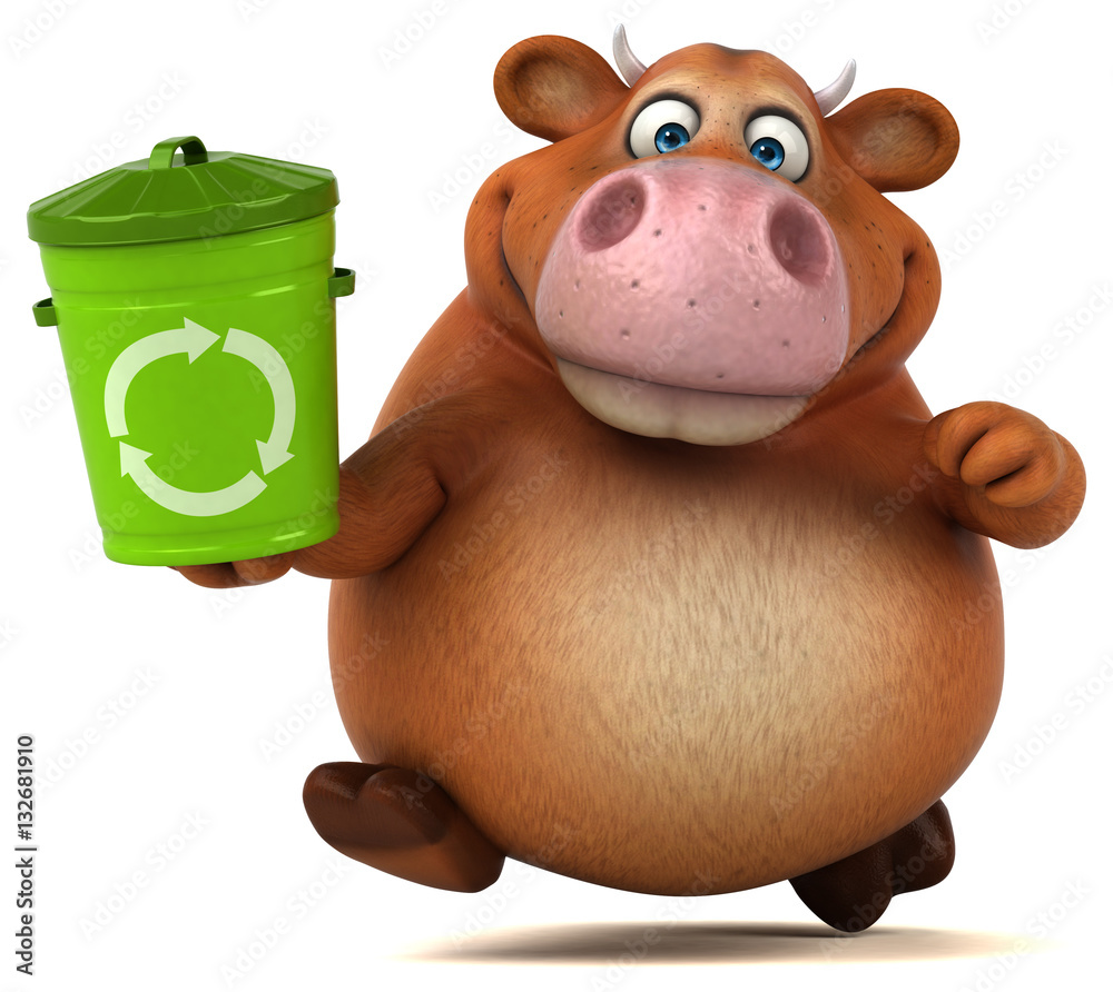 Naklejka premium Fun cow - 3D Illustration