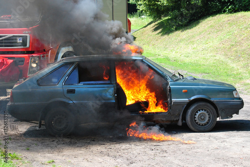Plakat Burning car