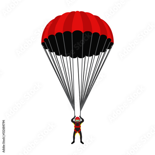 Skydiving school, academy illustration. Parachutist, extreme sport