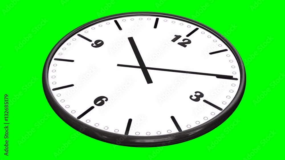 Clock Time laps 1 hour - from 10 to 11 in 30 seconds - loopable green screen Clock Time laps 1 hour - from 10 to 11 in 30 seconds - loopable green screen