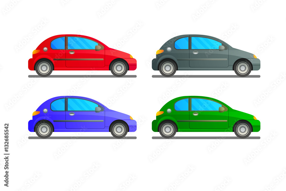 Vector set of a car in different colour on a white background Vector set of a car in different colour on a white background