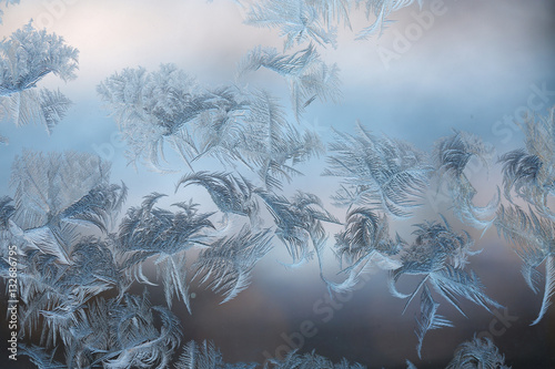 frosty ice patterns on window