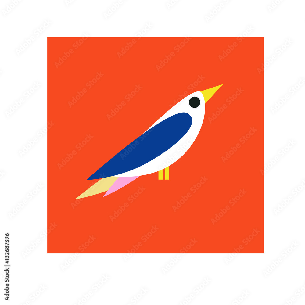 Obraz premium Cute vector birds card. Cartoon with bird