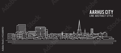 Cityscape Building Line art Vector Illustration design - Aarhus city