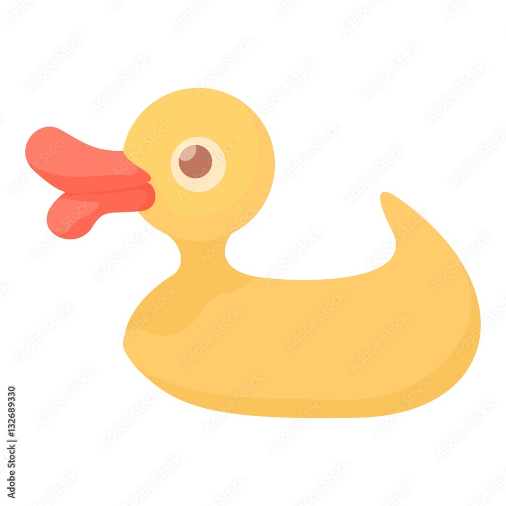 Yellow duck toy icon, cartoon style Yellow duck toy icon, cartoon style