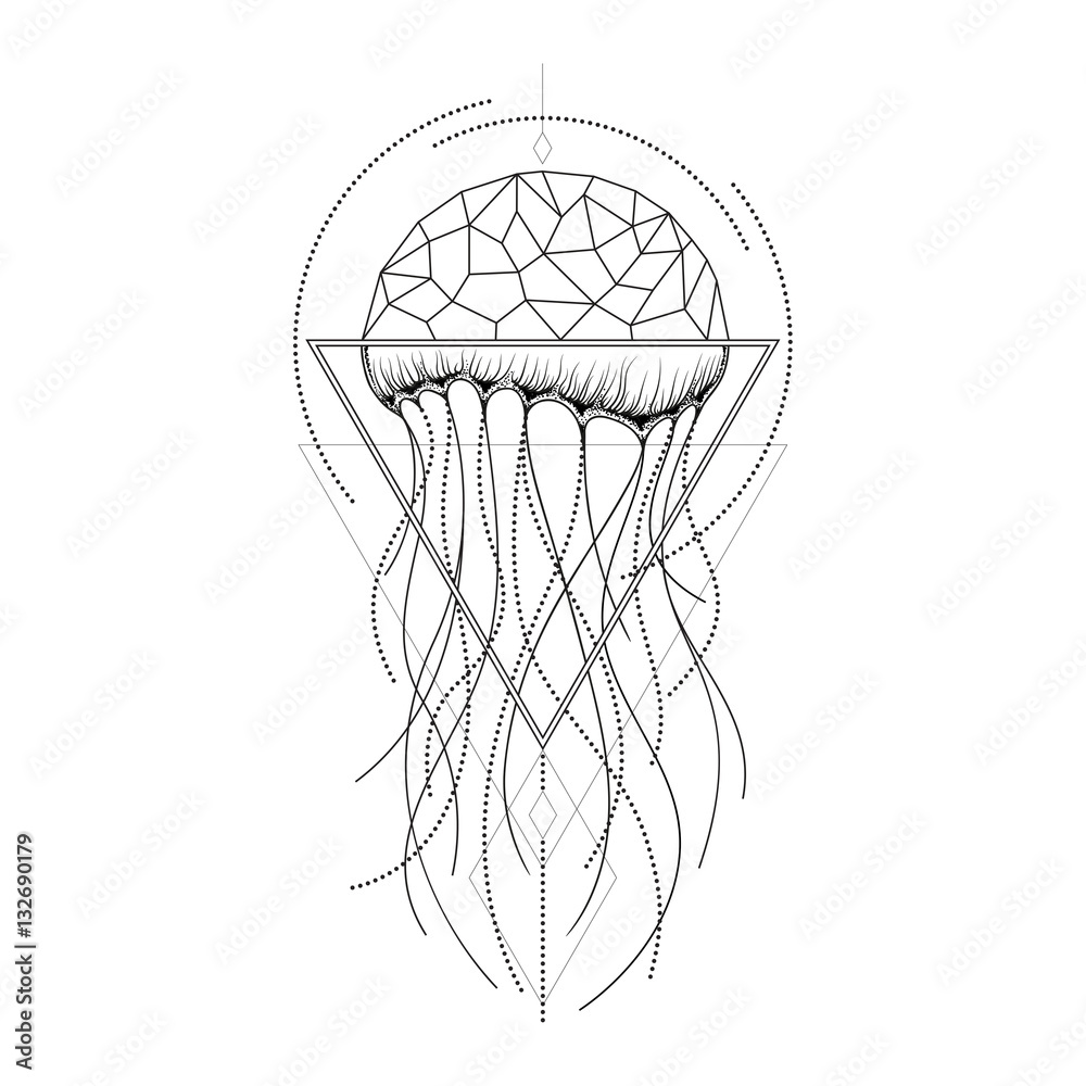Fototapeta premium Vector graphical jellyfish design.